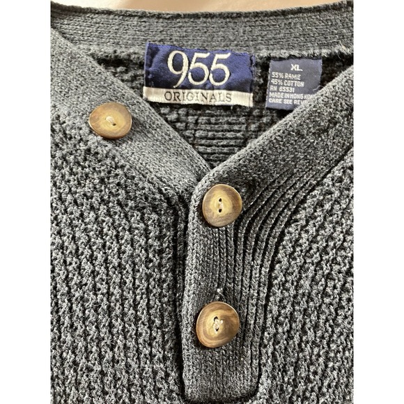 Y2K Vintage Men's Knit Sweater, XL, 955 Original Brand 90s With Button Up - Picture 6 of 9